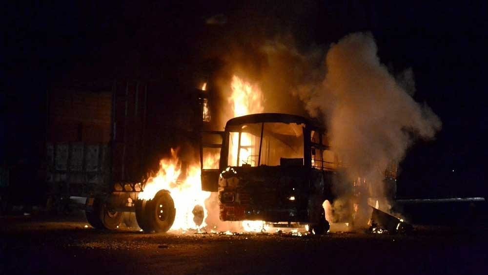 One charred to death as container truck bursts into flames in Thane city