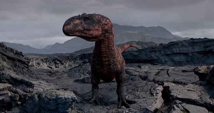 Encounter Dinosaurs, a new app by Apple that ships with Apple Vision Pro, makes it possible for users to interact with giant, three-dimensional reptiles as if they are bursting through their own physical space.