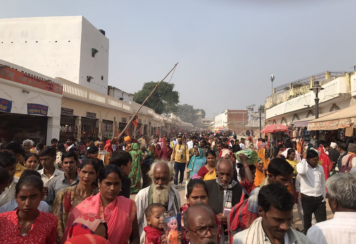 Tourists and pilgrims flock to the Ram temple and Hanuman Garhi ahead of the consecration ceremony of the Ram Lulla idol.