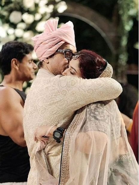 Aamir Khan hugs his daughter Ira Khan on her big day.