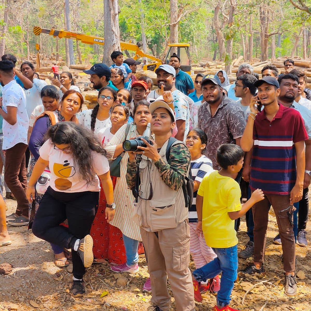 Rajani interacts with a group of visitors in Dandeli.
