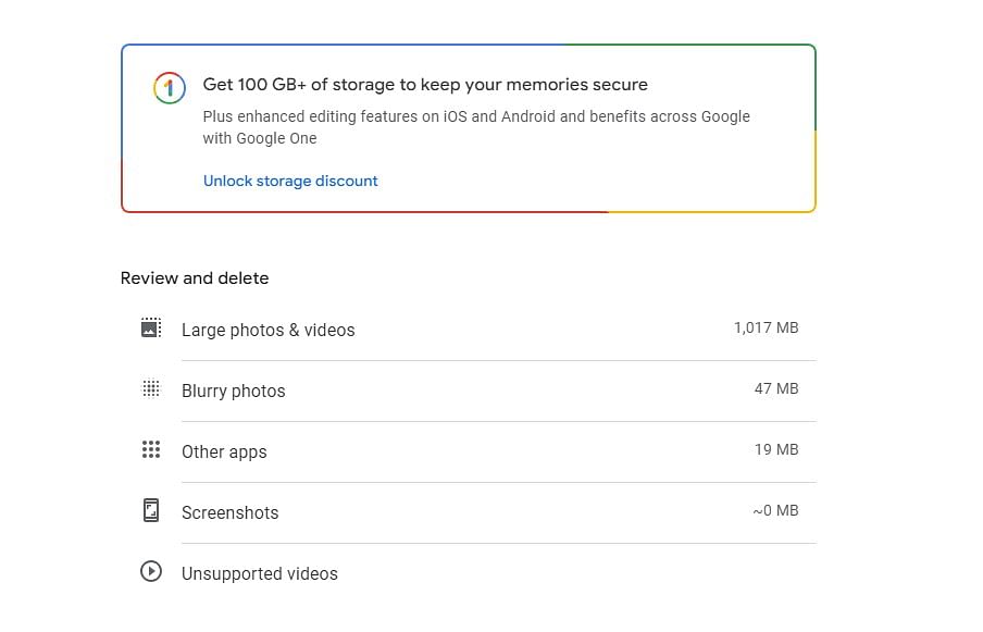 Google Photos Storage Quota management support page