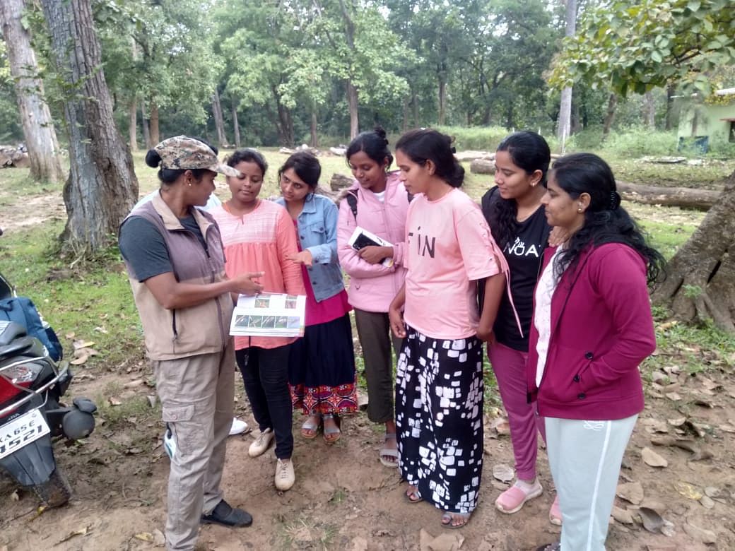 Rajani interacts with a group of visitors in Dandeli.