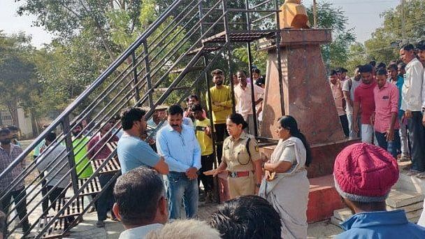 Garland of footwear placed around  Ambedkar statue in K'taka; Dalits launch protest