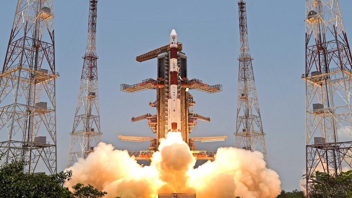 ISRO's launch vehicle PSLV-C57 rocket carrying India's first solar mission, 'Aditya-L1', lifts off from the Satish Dhawan Space Centre, in Sriharikota, Sept. 2, 2023.