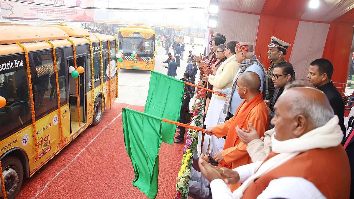 CM Adityanath flags off 75 EVs in Ayodhya ahead of Ram temple consecration