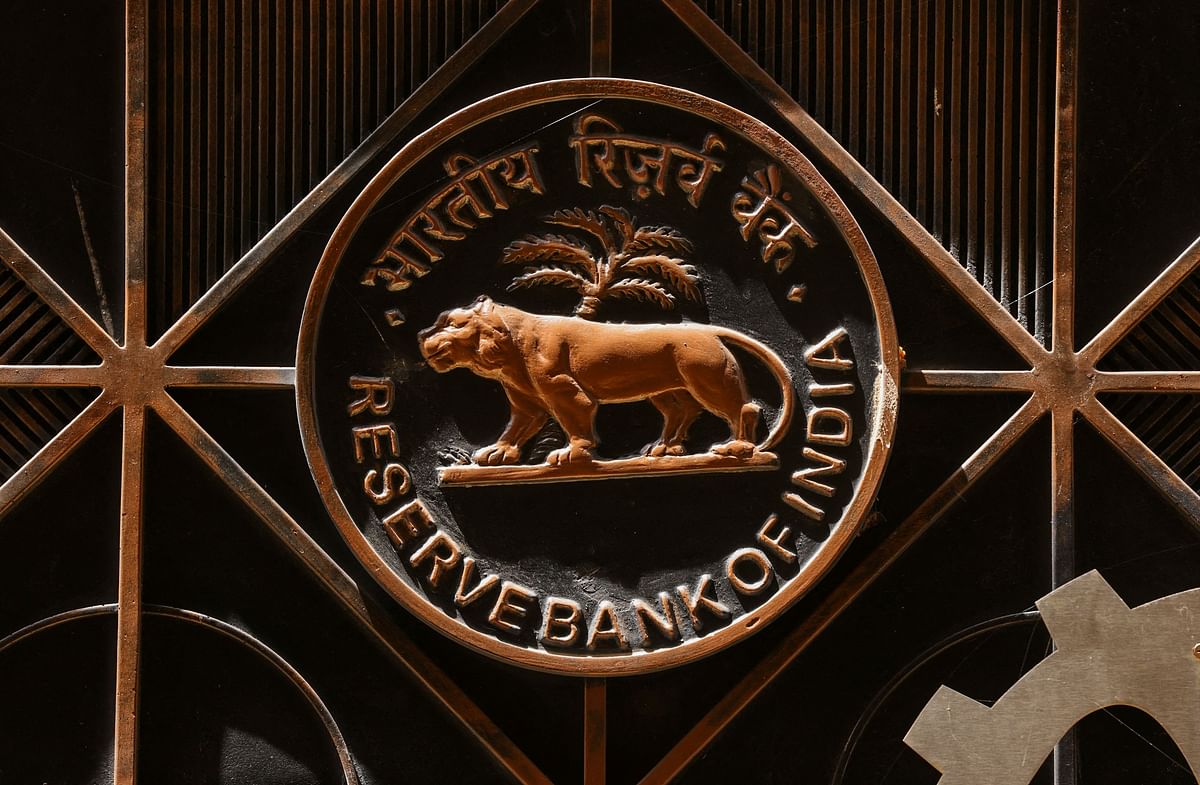 FILE PHOTO: A Reserve Bank of India (RBI) logo is seen inside its headquarters in Mumbai India April 6 2023. REUTERS/Francis Mascarenhas/File Photo