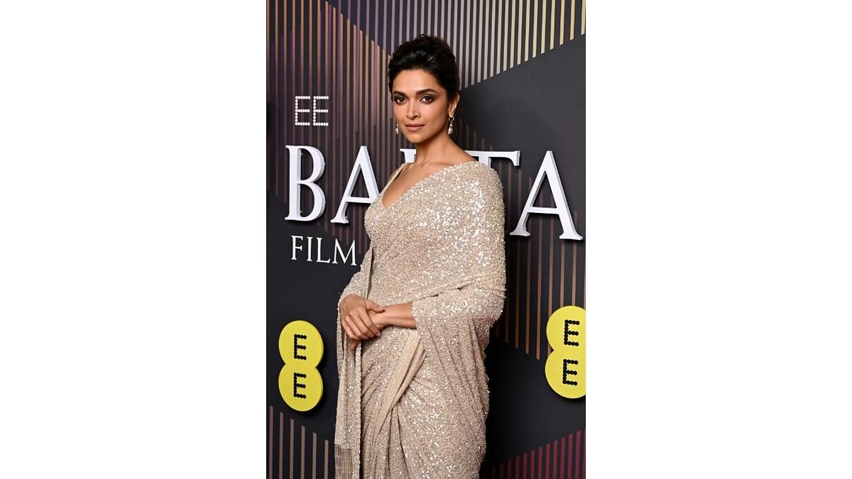 Deepika Padukone graced the gala in a shimmery saree by ace designer Sabyasachi.