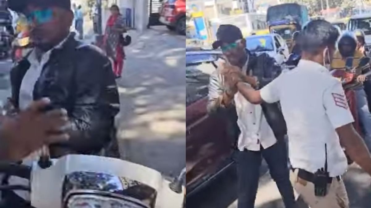 Watch: Bengaluru's helmetless rider bites cop's finger while snatching key