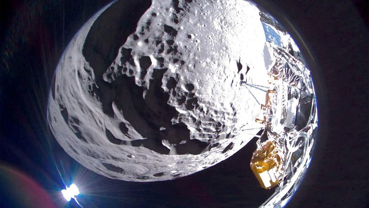 US Moon lander described as tipped over sideways but 'alive and well' on lunar surface