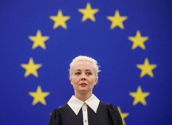Yulia Navalnaya, the widow of Alexei Navalny, the Russian opposition leader who died in a prison camp, looks on during the day she addresses the European Parliament, in Strasbourg, France February 28, 2024.