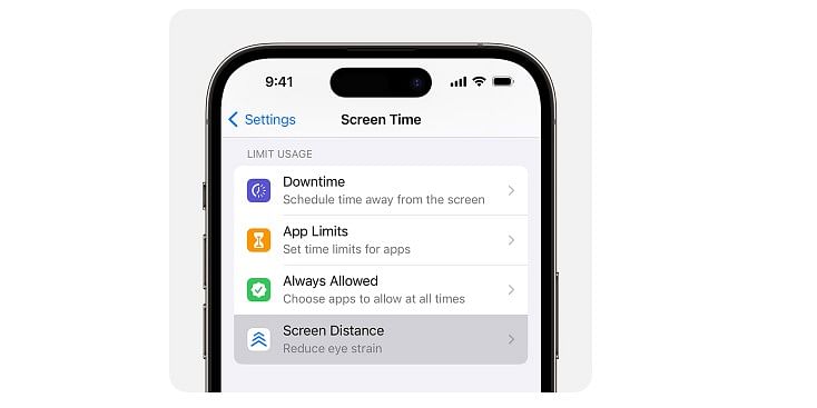 Screen Distance feature on iPhone.