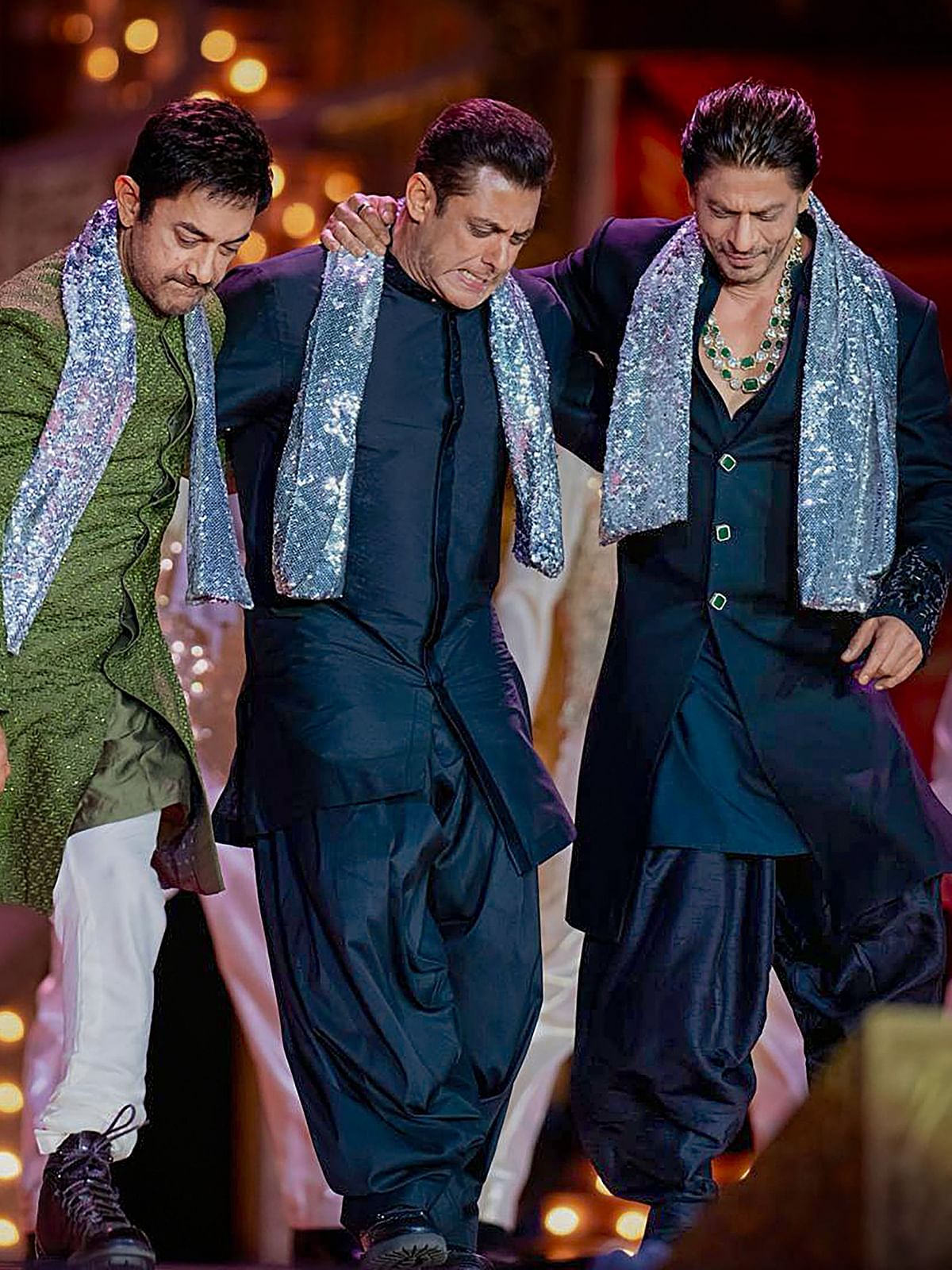 The Khan trio also showed off their bromance on-stage on the second day of the grand pre-wedding event of Anant and his fiancee Radhika Merchant.