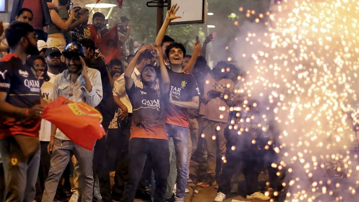 Fans were seen celebrating their team's maiden win, by bursting fireworks that painted the night sky with hues of triumph.