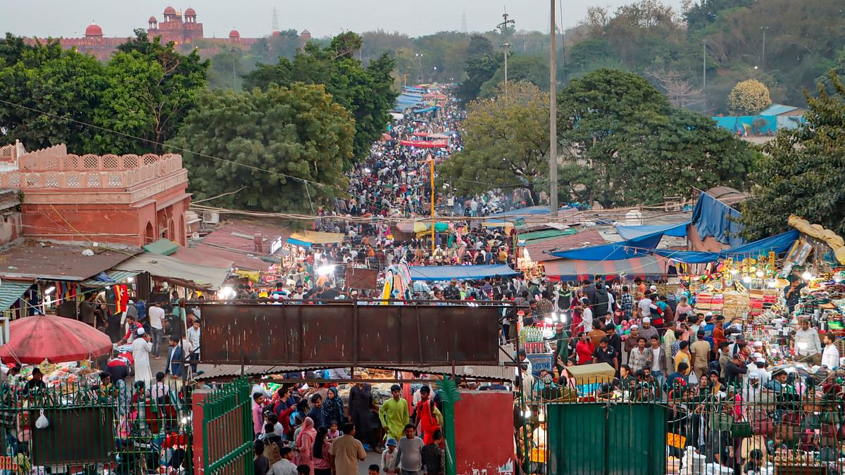 A crowded market near Jama Masjid ahead of the holy month of Ramadan, in New Delhi.