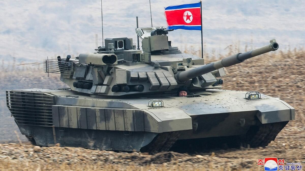 North Korea's Kim guided military demonstration involving tanks