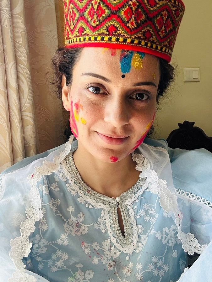 Kangana Ranaut posted this adorable selfie as she celebrates Holi with her family in Mandi, Himachal Pradesh.