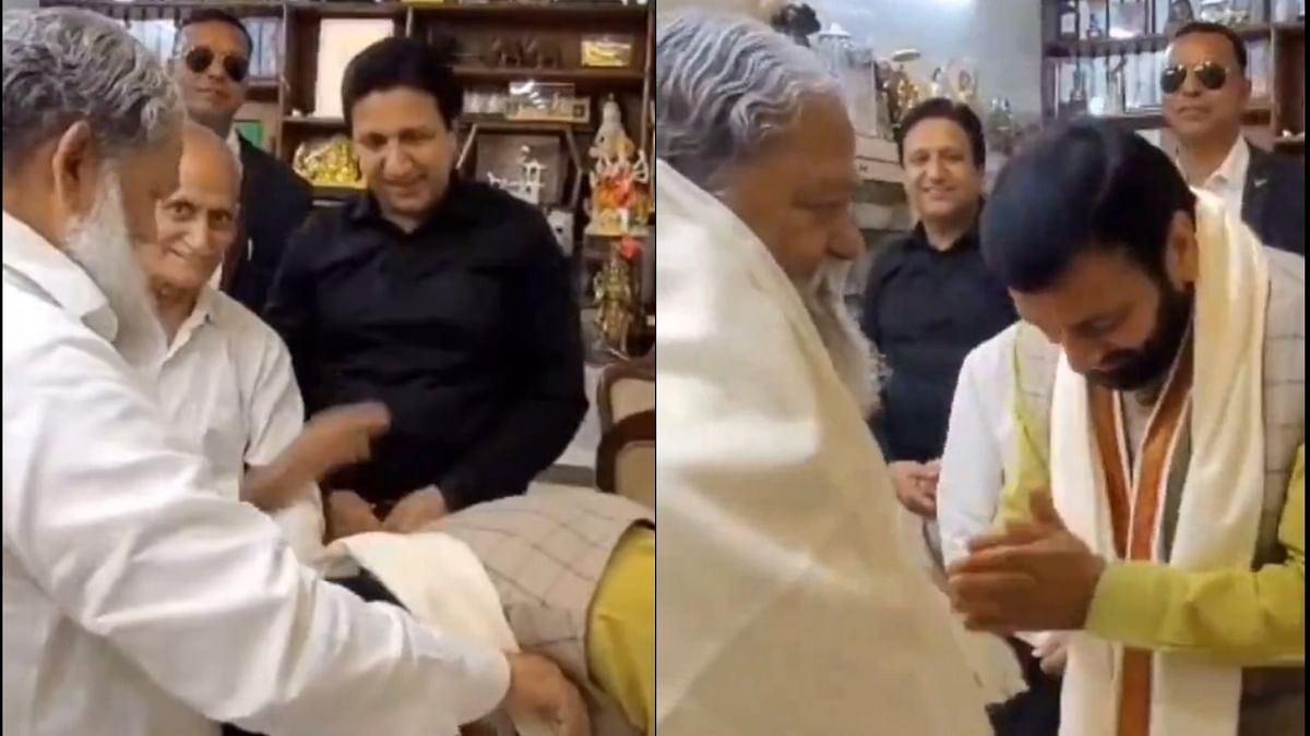 Haryana CM Saini meets former home minister Anil Vij in Ambala, touches his feet