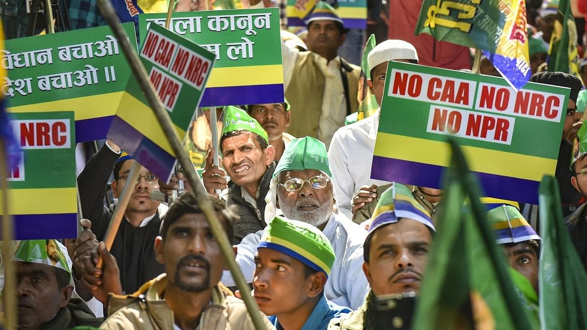 Hindu, Sikh refugees protest in Delhi 
near Congress office over I.N.D.I.A bloc leaders' statements on CAA