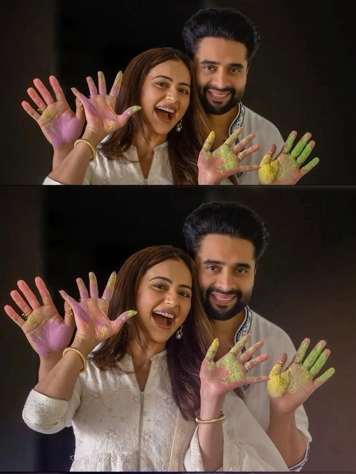 Rakul Preet Singh and Jaccky Bhagnani posted a cute reel on social media giving a glimpse into their first Holi as Mr &amp; Mrs. 