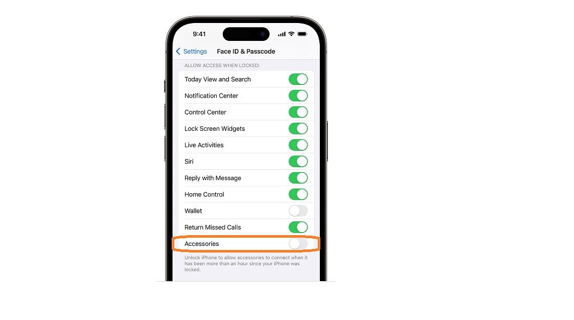 USB lock option is available on FaceID &amp; Passcode section in the iPhone's Settings.