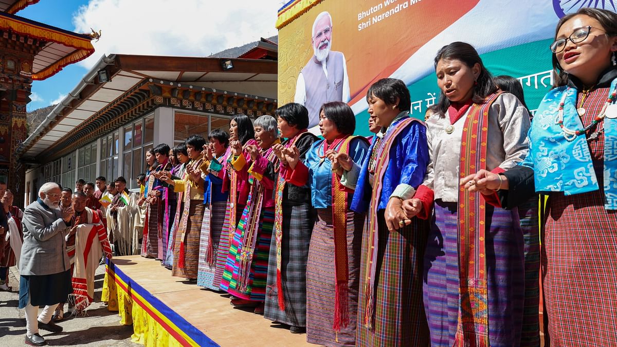 Bhutanese youngsters perform on Garba song written by PM Modi to welcome him