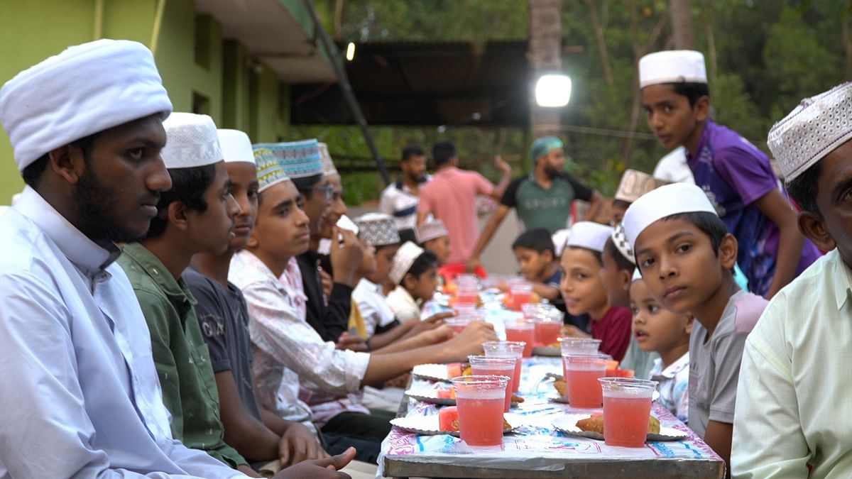 Children during Iftar get together at Masjid premises in Patrakodi in Kedila village of Bantwal taluk. 