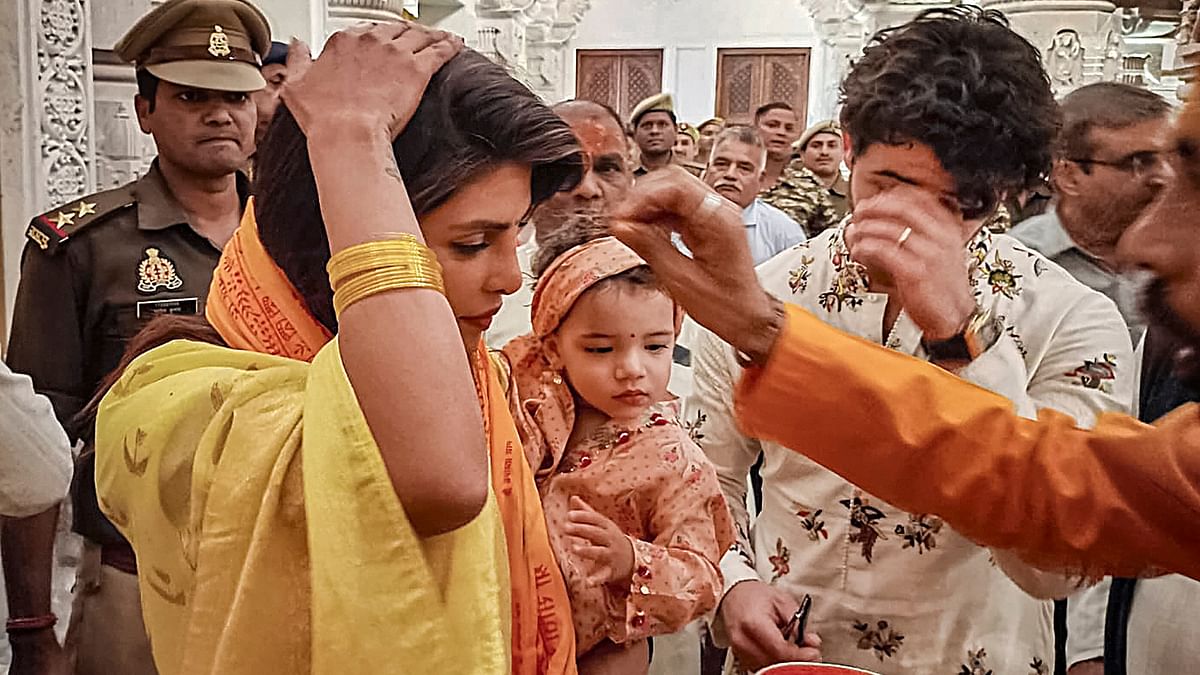 Priyanka, who was dressed in a yellow sari, and Nick, wearing a kurta set, were photographed at the temple after they paid obeisance at the shrine.