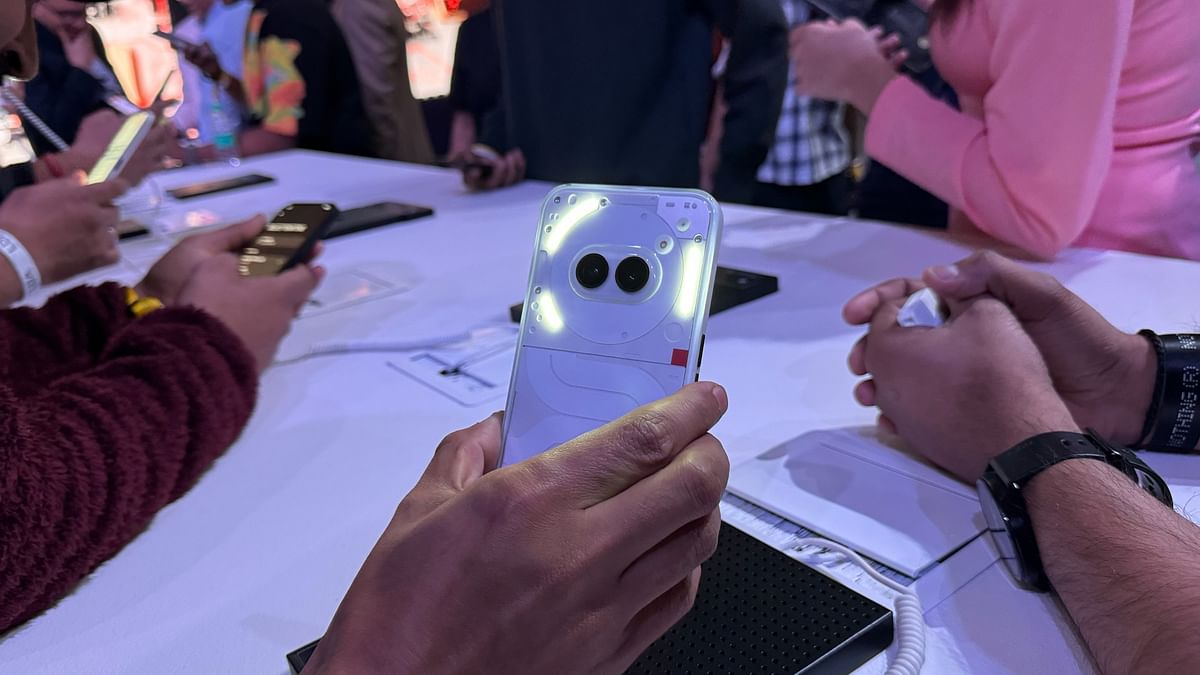The Phone (2a) displayed at Nothing Inc.'s event in Delhi on March 5, 2024.