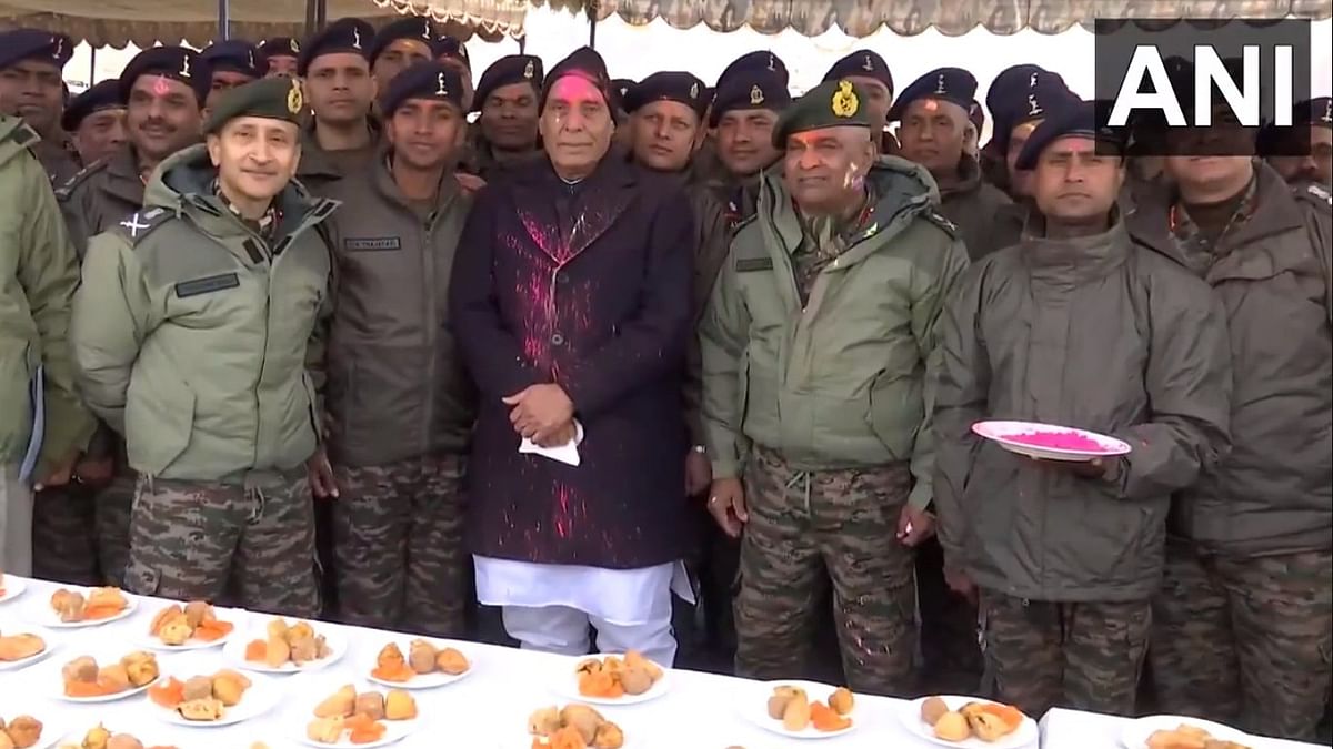 Rajnath Singh cancels Siachen visit due to inclement weather, celebrates Holi with armed forces personnel in Leh