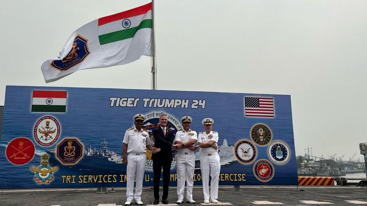 India, US hold bilateral tri-service exercise Tiger Triumph-24 aboard INS Jalashwa in Vizag