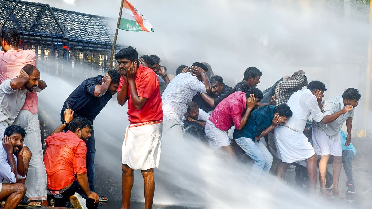 Kerala also witnessed protest from Indian Youth Congress and cops resorted to water cannon to disperse the activists.