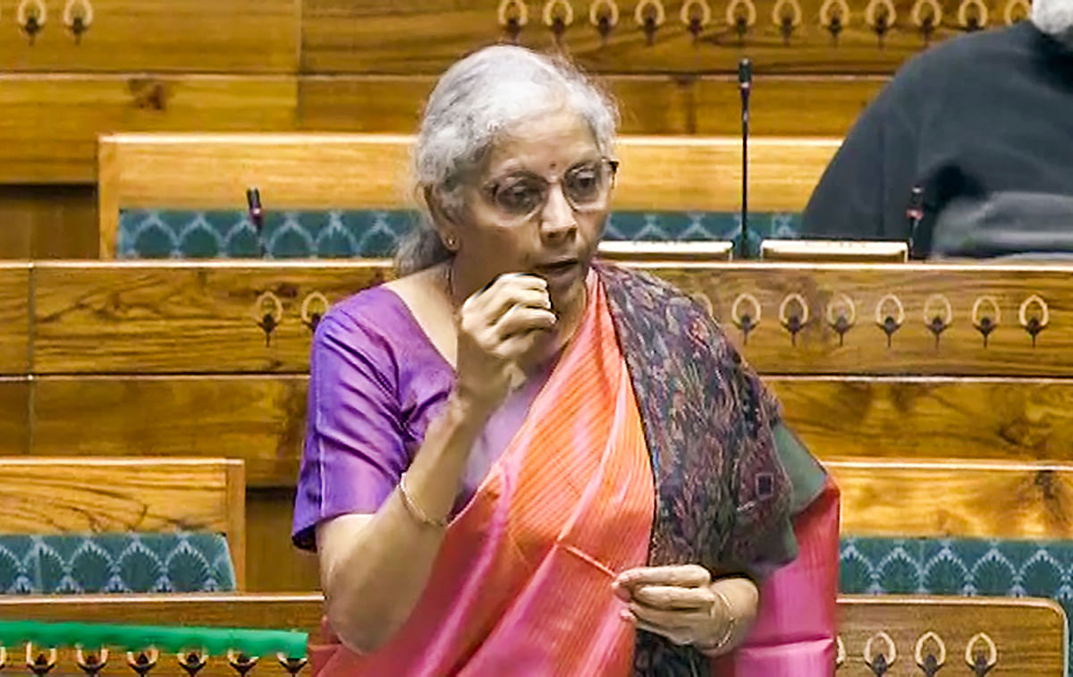 **EDS: VIDEO GRAB VIA SANSAD TV** New Delhi: Union Finance Minister Nirmala Sitharaman speaks in the Lok Sabha during the Budget session of Parliament in New Delhi Monday Feb. 5 2024. (PTI Photo)(PTI02_05_2024_000135A)