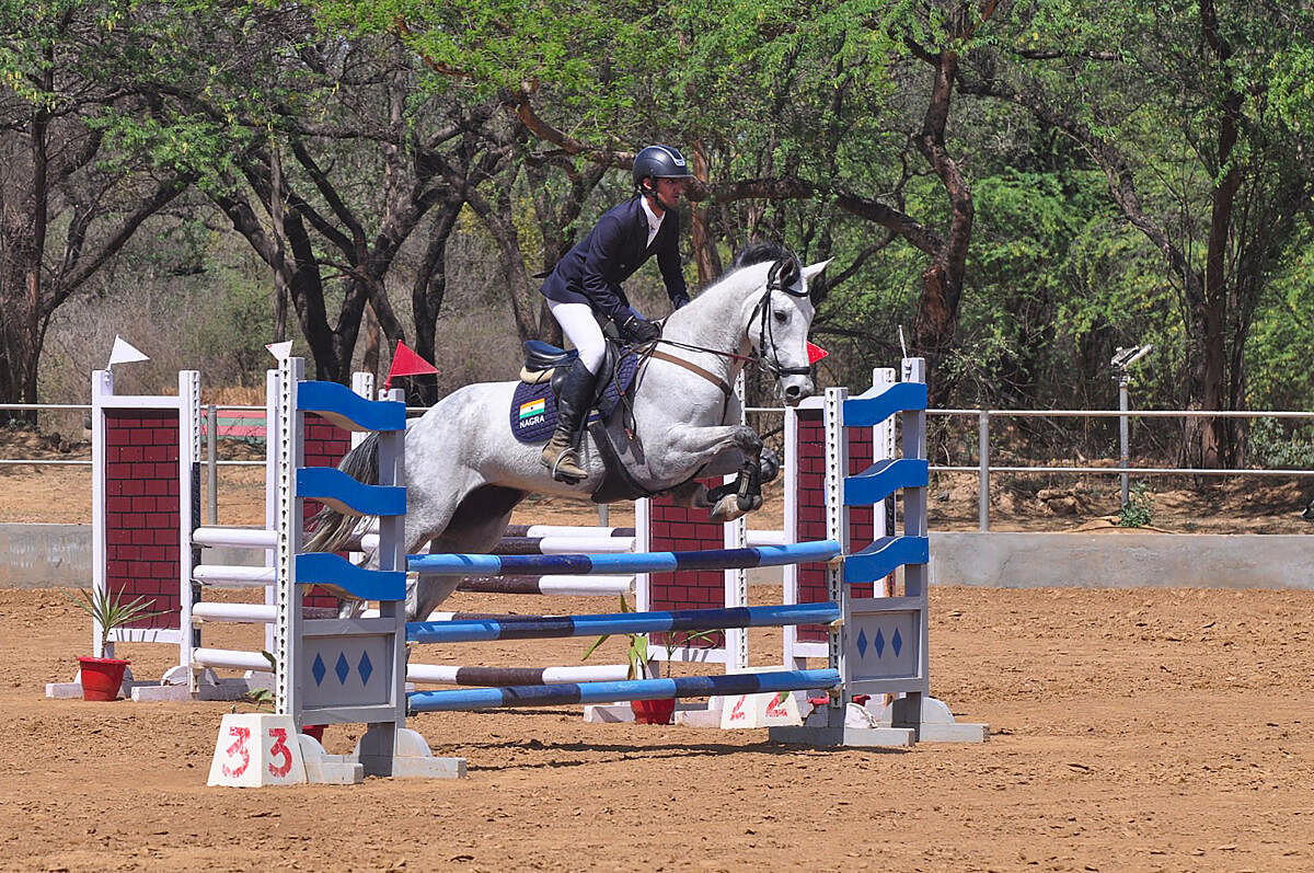 Arjan Singh Nagra, riding Bianca, who emerged the national champion in the novice category in the first leg of the National Eventing Championship.