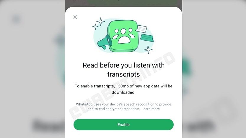 WhatsApp voice transcription feature.