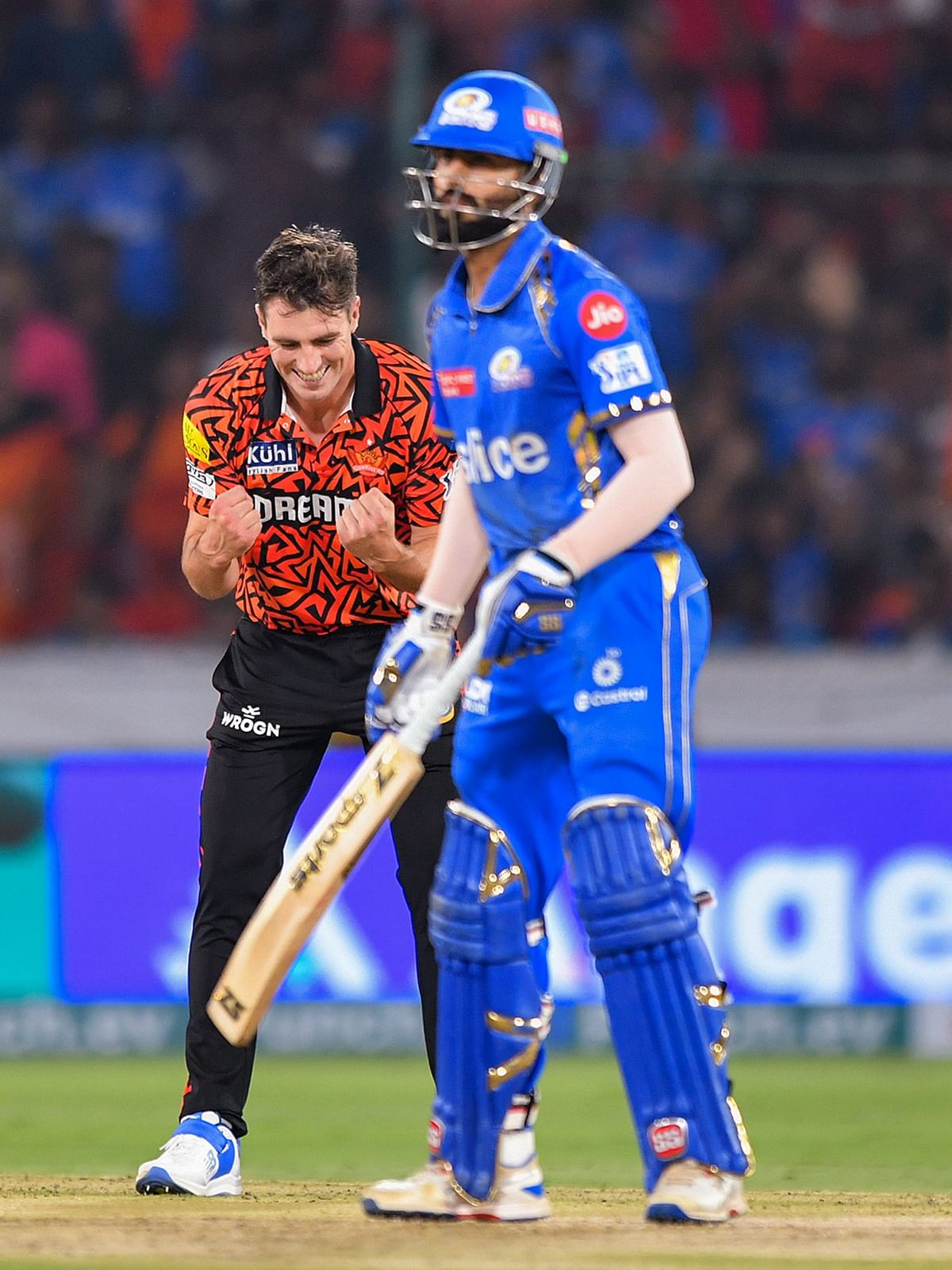 SRH skipper Pat Cummins is the most successful bowler against the Mumbai Indians. he picked up two wickets and conceded 35 in his four overs.