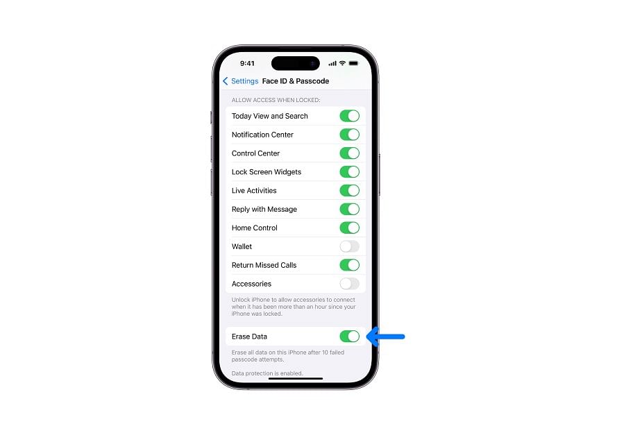 Apple iPhone offers option to erase data after 10 failed passcodes 