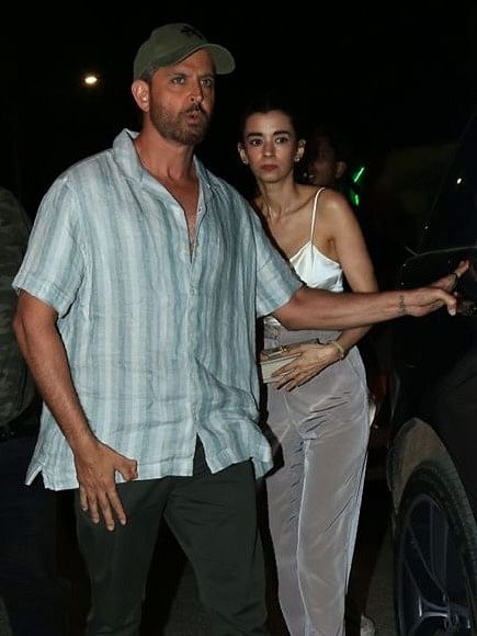 War 2 co-actor Hrithik Roshan arrived with his girlfriend Saba Azad.