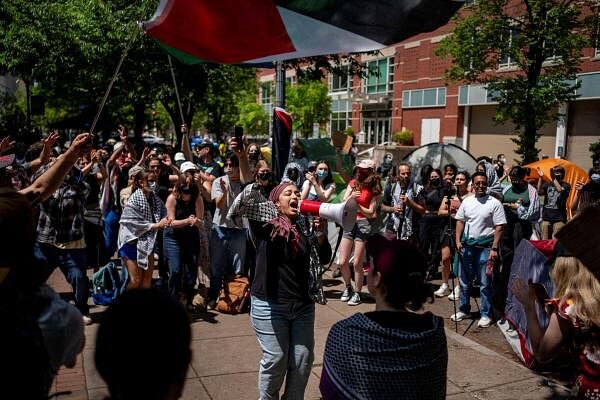 Activists and students protest at George Washington University.
