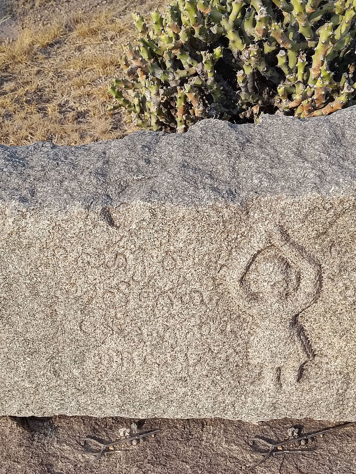 A carving in stone found on the hill.