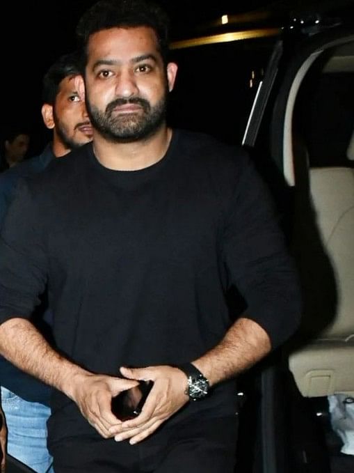 Jr NTR, who is in Mumbai shooting for War 2, is papped on his arrival at a popular eatery, in Mumbai.