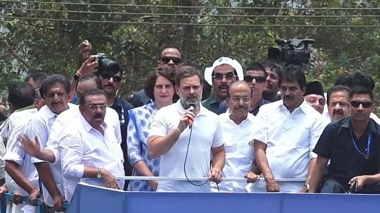 Rahul Gandhi addresses Wayanad public.