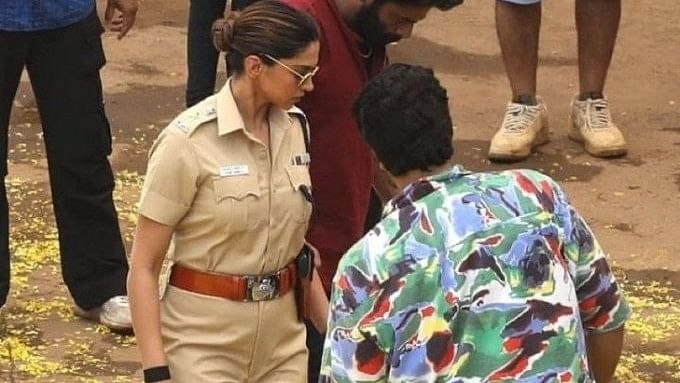 Mom-to-be Deepika Padukone snapped on the sets of 'Singham Again' in cop attire