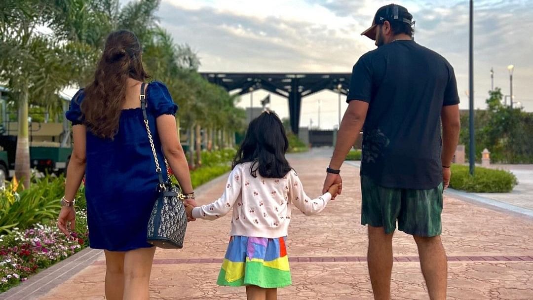 Former captain of the Mumbai Indians Rohit Sharma enjoying some precious moments with his family during a brief break in the tournament schedule.