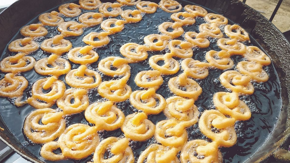 Jalebi: Deep-fried spiral-shaped sweets soaked in sugar syrup, is considered to be lord Hanuman's favourite too.