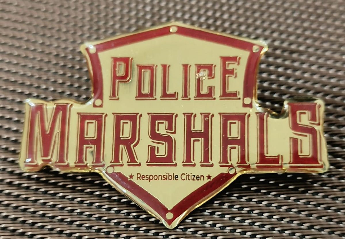 The badge given to student police marshals. 
