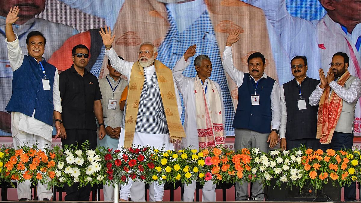 PM Modi addresses a rally in Assam; See Pics