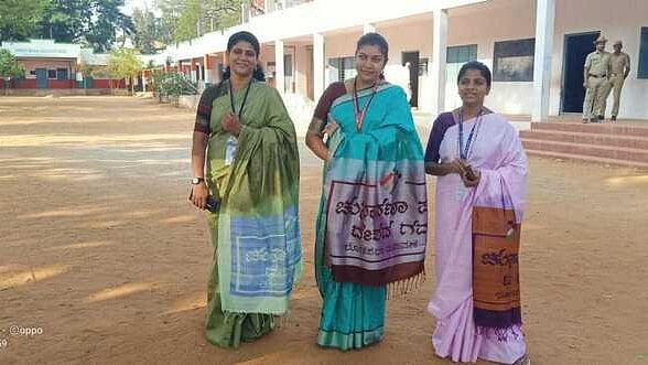 Lok Sabha polls 2024 | Karnataka women officers wear special sarees to encourage voting