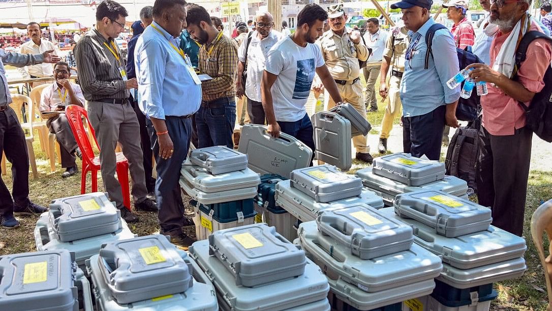 Lok Sabha Elections 2024: Man damages EVM at polling booth by hitting it with iron object; detained