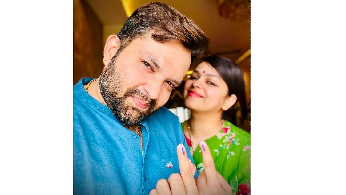 Celebrity couple Nihal R and Rishika Sharma exercised their right to vote by visiting the polling booth in Bengaluru on April 26. Actor Nihal shared a couple of photos on social media.